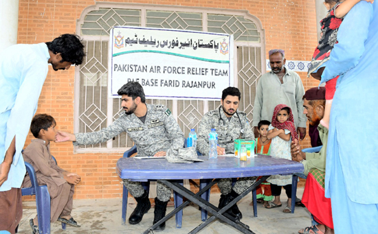 Relief operations by PAF is in full swing in flood  affected areas of South Punjab