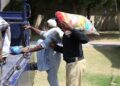 Distribution of ration bags continues on 17th day among the rain & flood victims of Tambu Goth Jamshoro in Police Headquarters Hyderabad