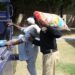 Distribution of ration bags continues on 17th day among the rain & flood victims of Tambu Goth Jamshoro in Police Headquarters Hyderabad