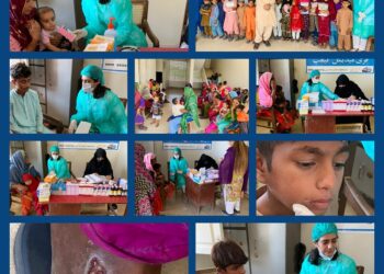 Distribution of ration bags continues on 17th day among the rain & flood victims of Tambu Goth Jamshoro in Police Headquarters Hyderabad