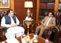 Islamabad, NA Deputy Speaker Zahid Akram Durrani, meets with (WHO) country head in Pakistan, Dr. Palitha Gunaratha Mahipala at Parliament House Islamabad.