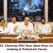 Islamabad 15.06.2023: Chairman PAC Noor Alam Khan chairing the committee meeting at Parliament House.