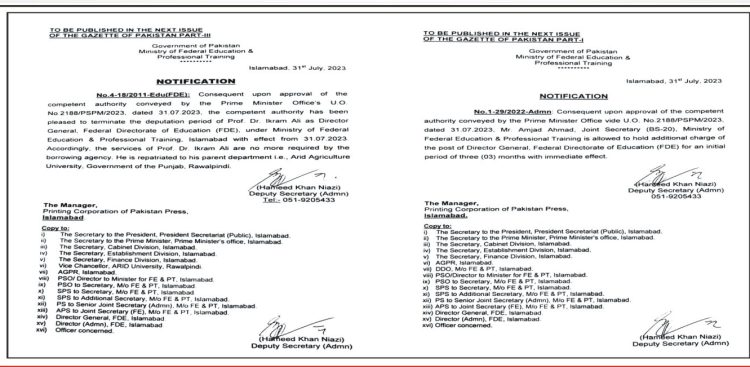 Education Ministry formally “removes” DG FDE