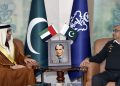 Chief of the Naval Staff Admiral Naveed Ashraf exchanging views with Ambassador of UAE to Pakistan H.E Mr. Hamad Obaid Ibrahim Salem Alzaabi at Naval Headquarters Islamabad