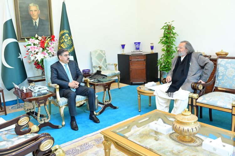 Caretaker Minister for Federal Education and Professional Training Madad Ali Sindhi called on caretaker Prime Minister Anwaar-ul-Haq Kakar in Islamabad on February 7, 2024.