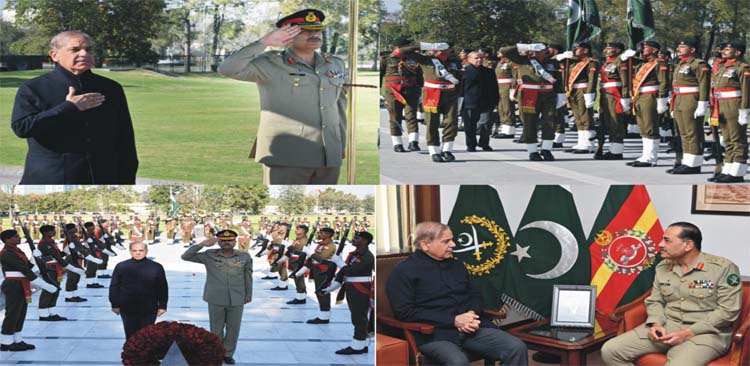 Prime Minister Shahbaz Sharif and cabinet members visit GHQ, reaffirms commitment to national security