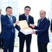 Chairman of the Shanghai Electric Group, Mr. Wu Lei, presents Prime Minister Muhammad Shehbaz Sharif with a souvenir, in Islamabad on April 17, 2024.