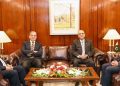 Islamabad 18.04.2024: President of Islamic Republic of Pakistan Asif Ali Zardari, Prime Minister Mian Muhammad Shehbaz Sharif with Speaker National Assembly Sardar Ayaz Sadiq and Chairman Senate Syed Yousuf Raza Gillani before addressing the Joint Session of the Parliament.