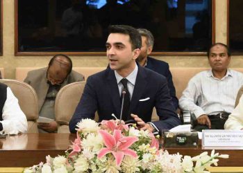 Islamabad After the Election of Chairman Standing Committee on Energy (Petroleum Division) Syed Mustafa Mehmood, MNA sitting in his chair at Parliament House