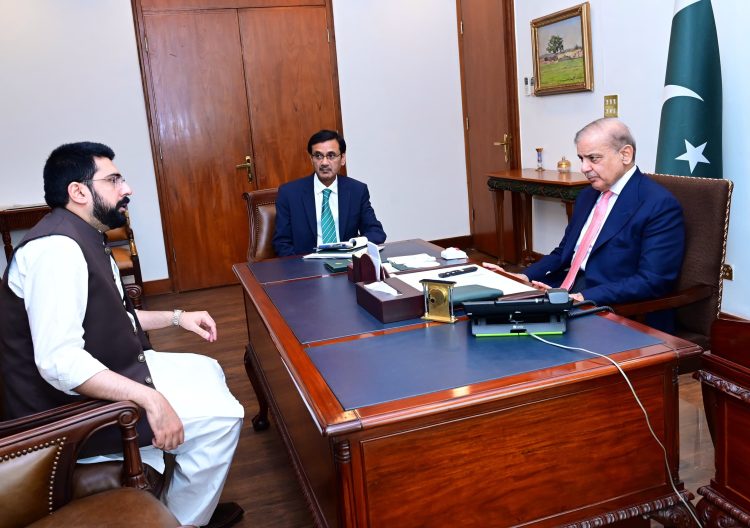 Islamabad : Member National Assembly Raja Usama Sarwar calls on Prime Minister Muhammad Shehbaz Sharif on 26 June 2024.