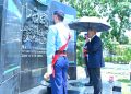 Prime Minister Muhammad Shehbaz Sharif laying a floral wreath at the Yadgar-e-Shuhada at the FBR Headquarters in Islamabad on July 13, 2024.