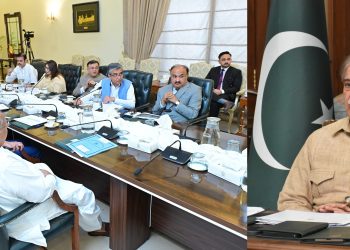 Prime Minister Muhammad Shehbaz Sharif chairs a meeting regarding the closing down of the Public Works Department, in Lahore on August 25, 2024.