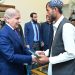 Muhib Ullah Kakar, an excavator driver who saved a family stranded in flash flood in Qilla Abdullah calls on Prime Minister Muhammad Shehbaz Sharif. Islamabad, 4 September, 2024.