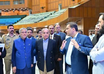 Prime Minister Muhammad Shehbaz Sharif visiting Jinnah Convention Centre to review preparations for the upcoming SCO Head of the Governments Summit in Islamabad on 12 October, 2024.