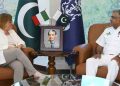 Chief of the Naval Staff Admiral Naveed Ashraf exchanging views with H.E. Ms Marilina Armellin Ambassador of Italy at Naval Headquarters Islamabad