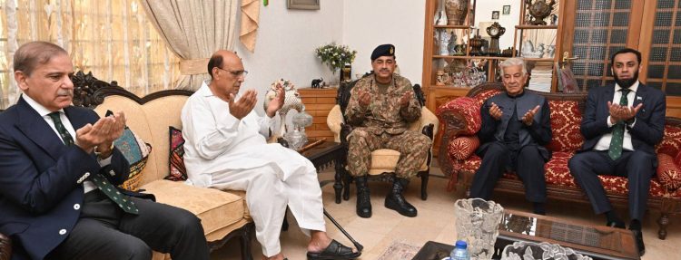 President, PM and army chief visit family of Squadron Leader Usman Yousaf