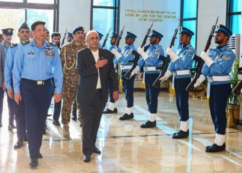 President visits AHQ to boost PAF morale on resounding success against Indian aggression