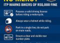 No helmet, No mercy: ITP warns bikers of 5,000 fine