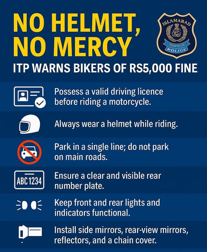 No helmet, No mercy: ITP warns bikers of 5,000 fine