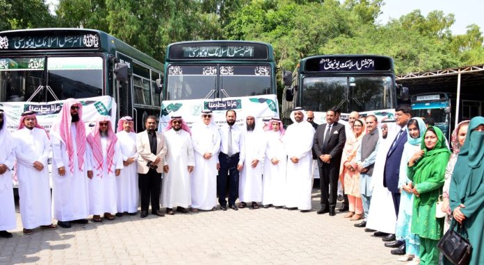 Saudi ambassador inaugurates buses gifted to IIUI