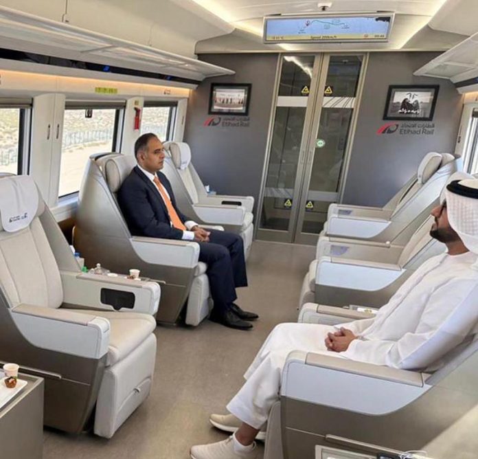 Minister Kayani test rides UAE’s future- forward Etihad Rail Network