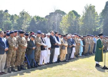 Funeral prayers for 12 martyred soldiers offered
